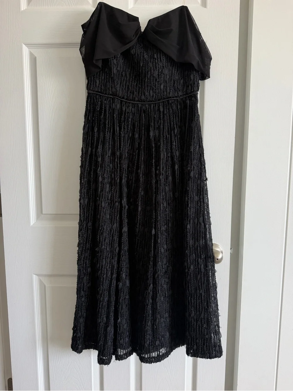 JS Collections Black Off Shoulder Textured Fit Flare Midi Dress NWT
